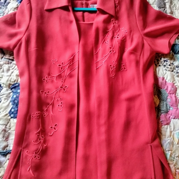 Studio C ,Red Chiffon party dress - Picture 4 of 5